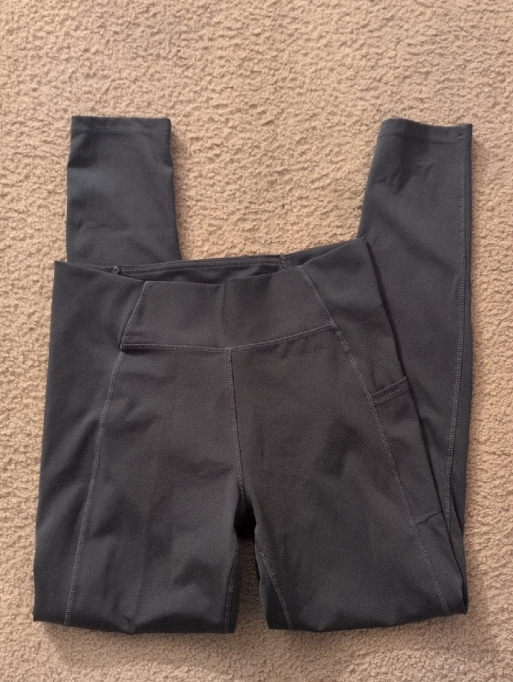 Women's High-Rise Gray Performance Leggings with Side Pocket